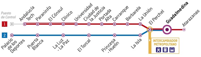 Карта станций метро Малаги