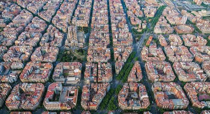 Вид на город Барселона сверху