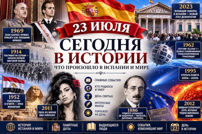 23 июля, что произошло в Испании и в мире