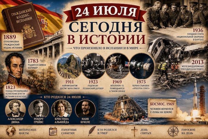 24 июля, что произошло в Испании и в мире