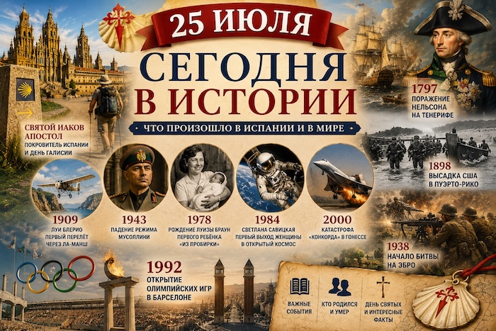 25 июля, что произошло в Испании и в мире