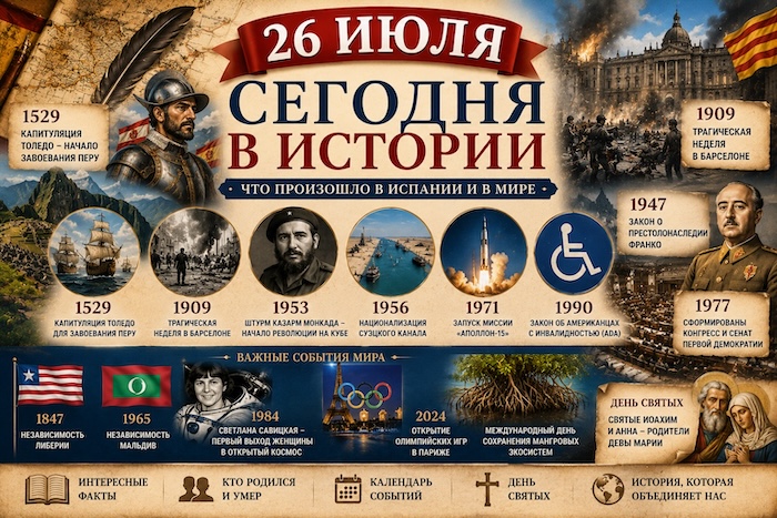 26 июля, что произошло в Испании и в мире