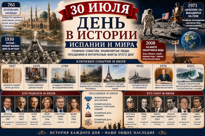30 июля, что произошло в Испании и в мире