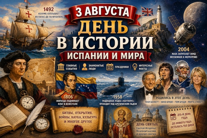 3 августа день в Испании и в мире